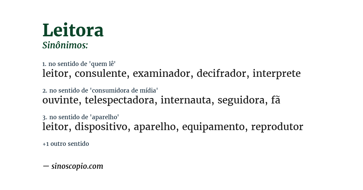 Sinônimo de leitora