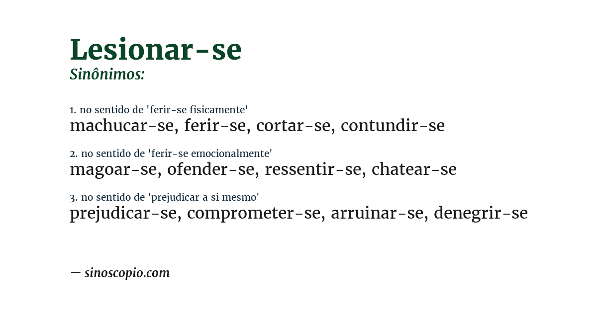 Sinônimo de lesionar-se