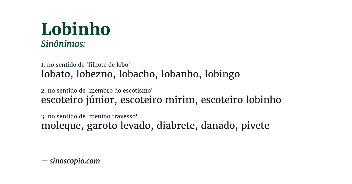 Sinônimo de lobinho