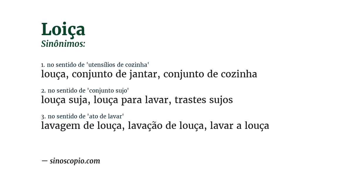 Sinônimo de loiça