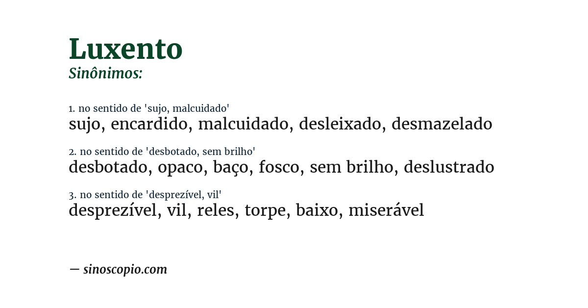 Sinônimo de luxento