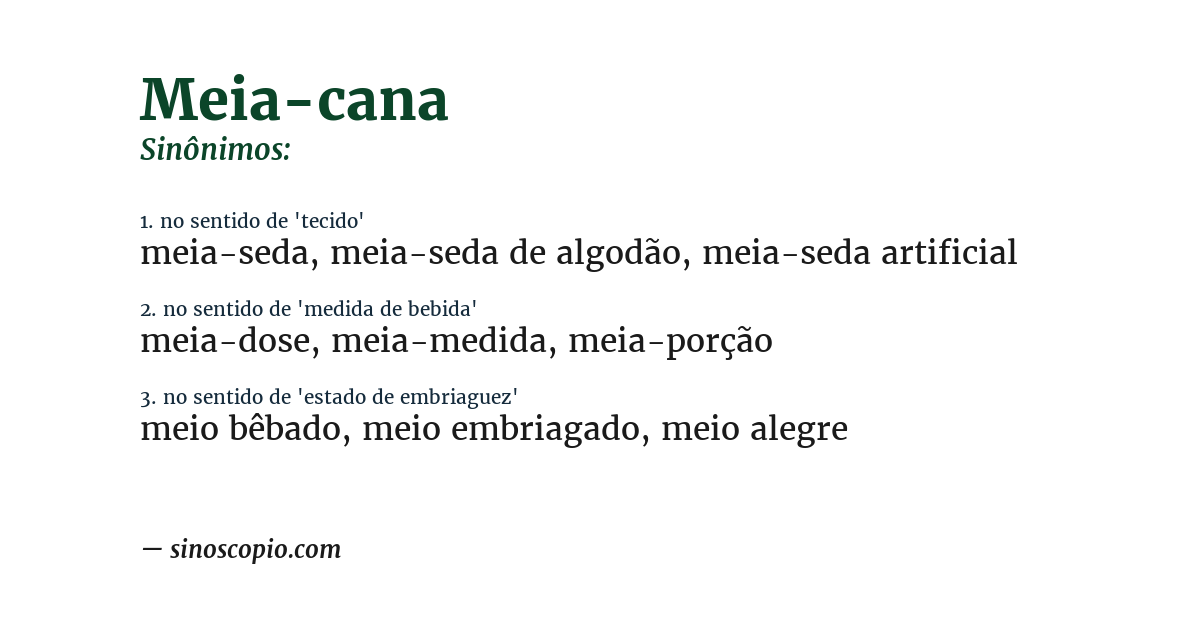 Sinônimo de meia-cana