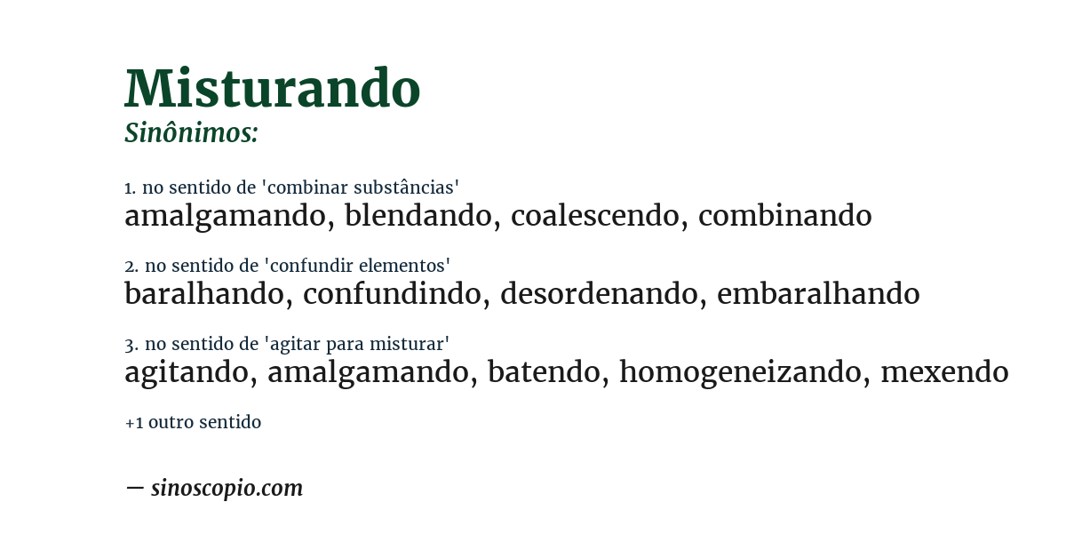 Sinônimo de misturando