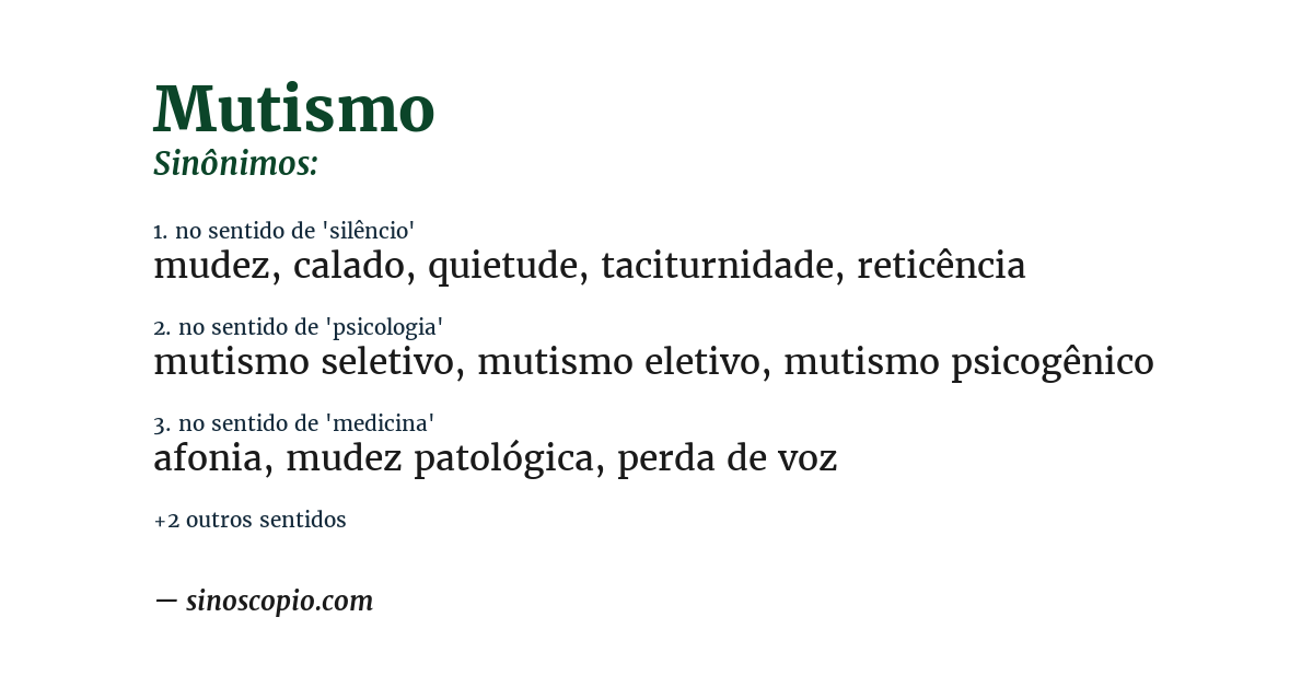 Sinônimo de mutismo