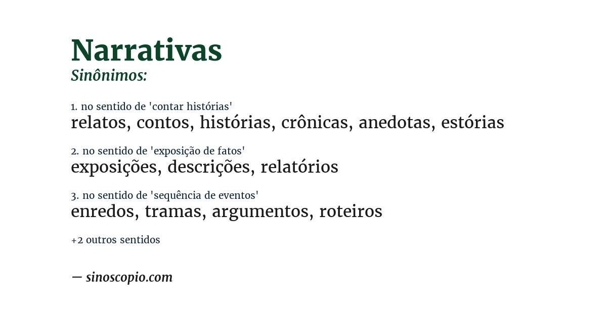 Sinônimo de narrativas