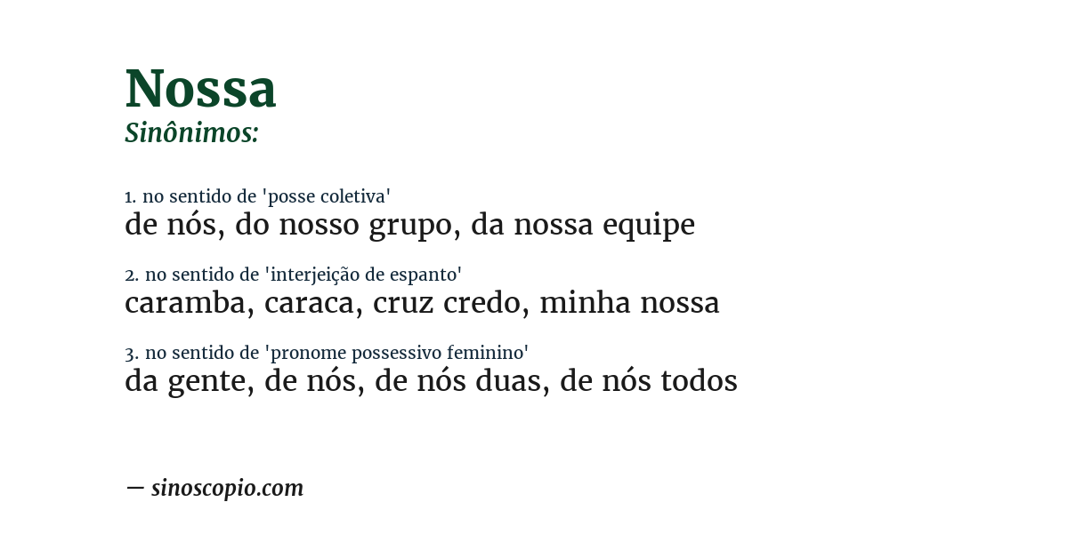 Sinônimo de nossa