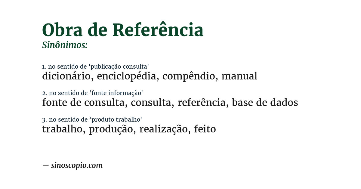 Sinônimo de obra de referência