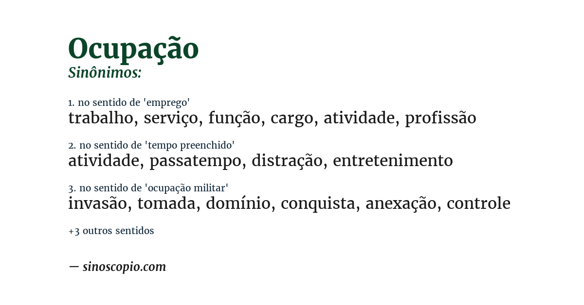 Sinônimo de ocupação
