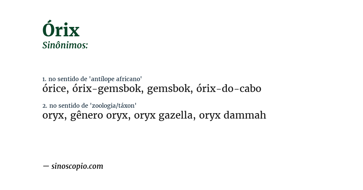 Sinônimo de órix