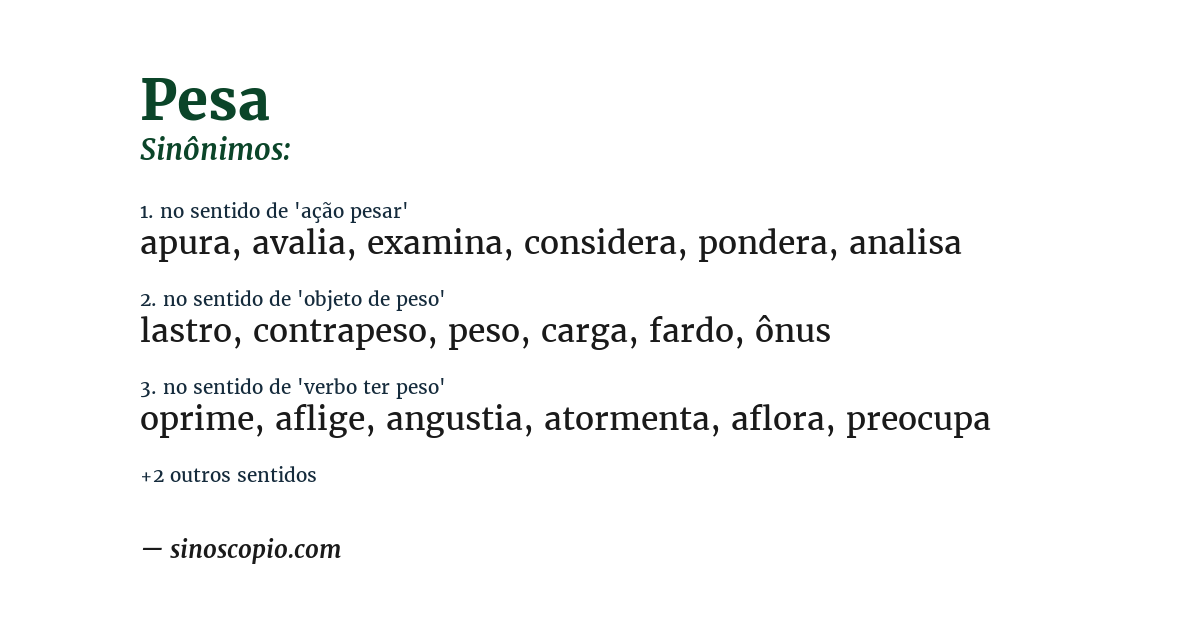 Sinônimo de pesa