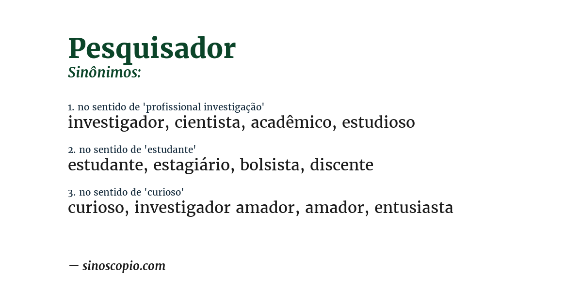 Sinônimo de pesquisador