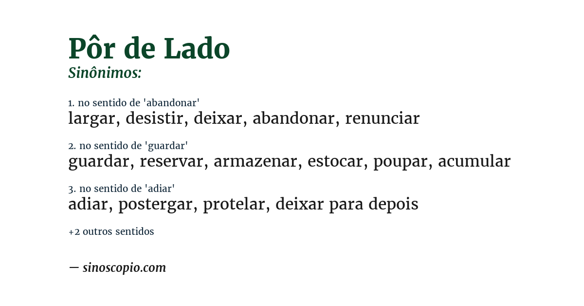 Sinônimo de pôr de lado