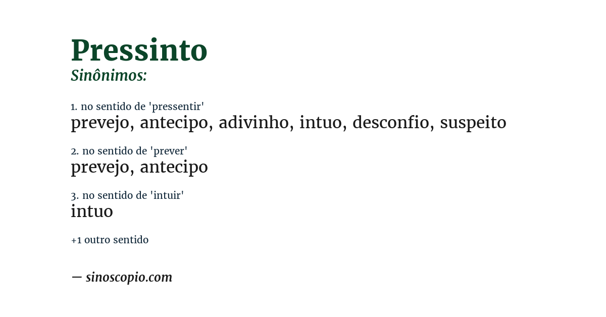 Sinônimo de pressinto