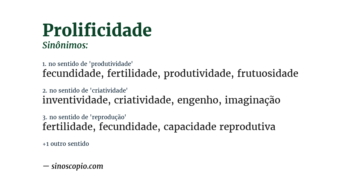 Sinônimo de prolificidade