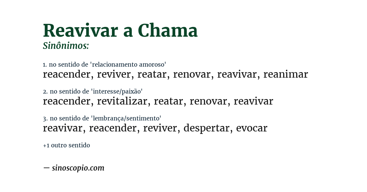 Sinônimo de reavivar a chama