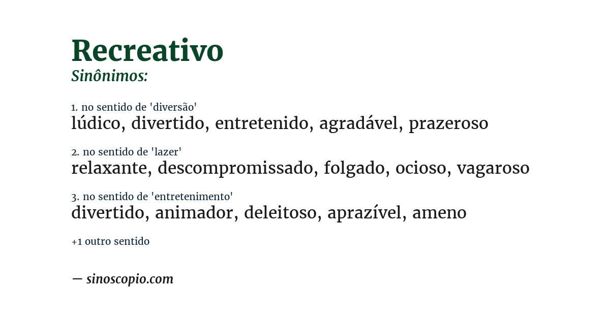 Sinônimo de recreativo