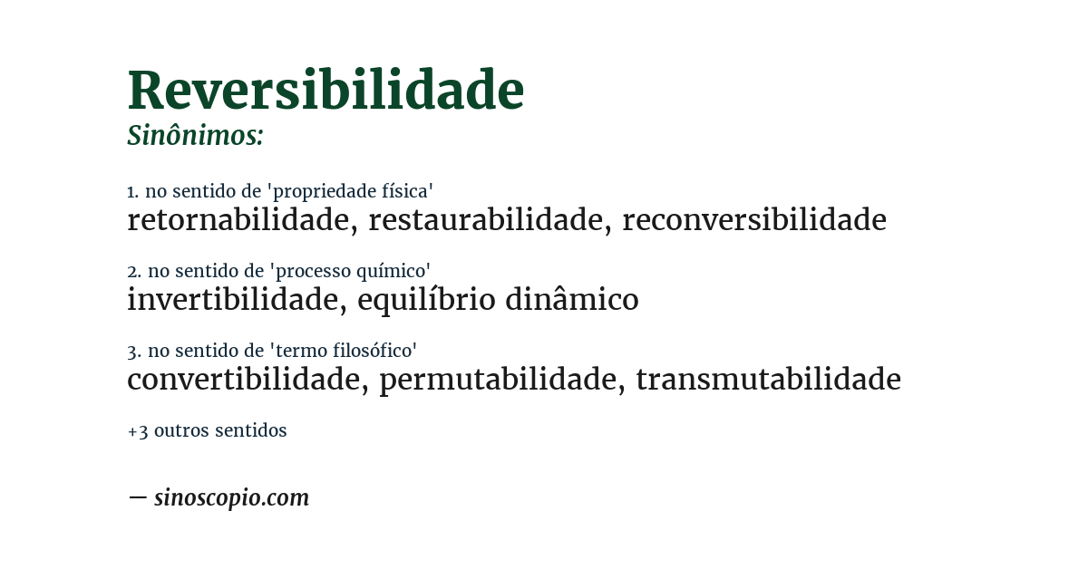 Sinônimo de reversibilidade