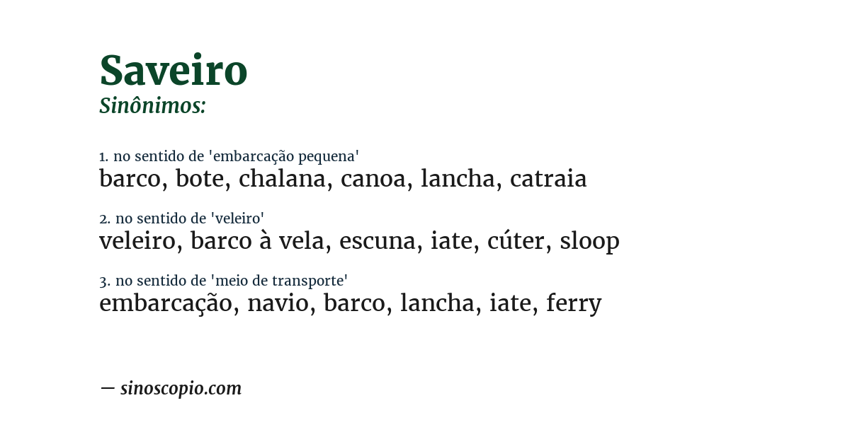 Sinônimo de saveiro