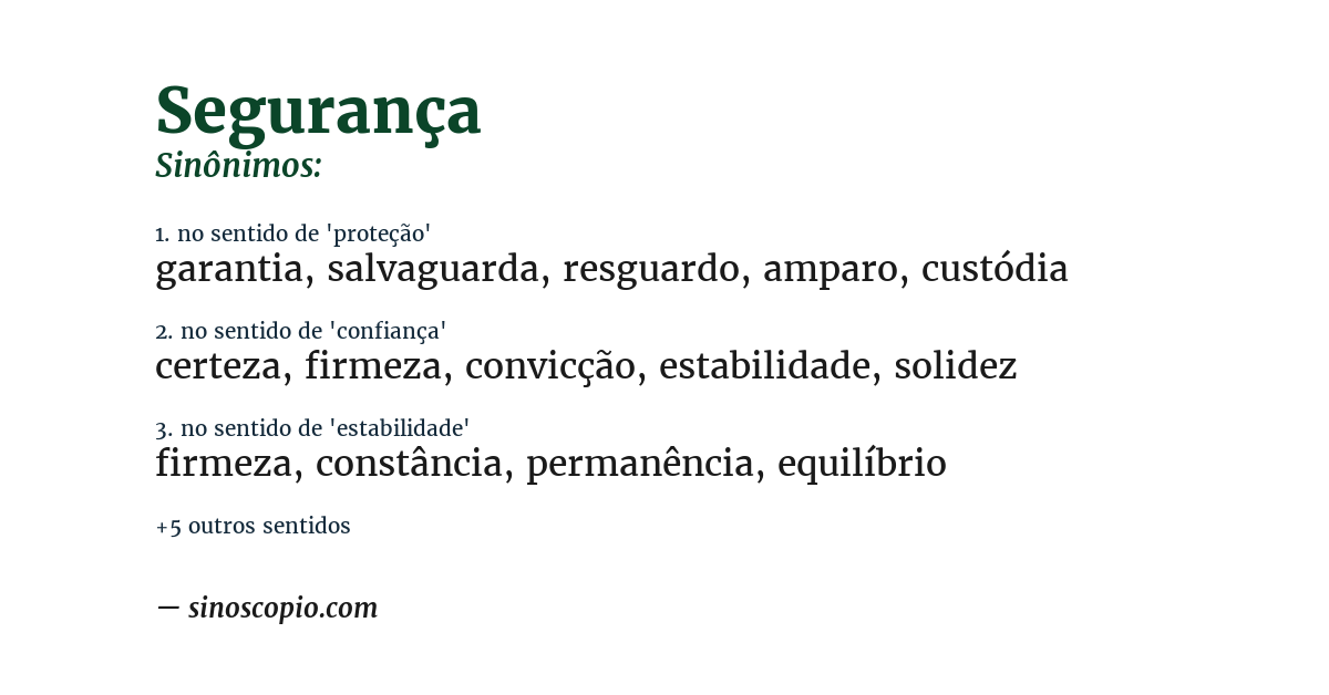 Sinônimo de segurança