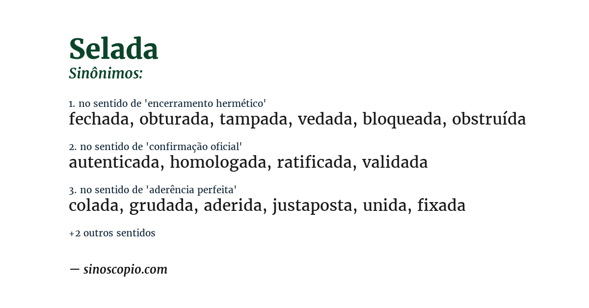 Sinônimo de selada