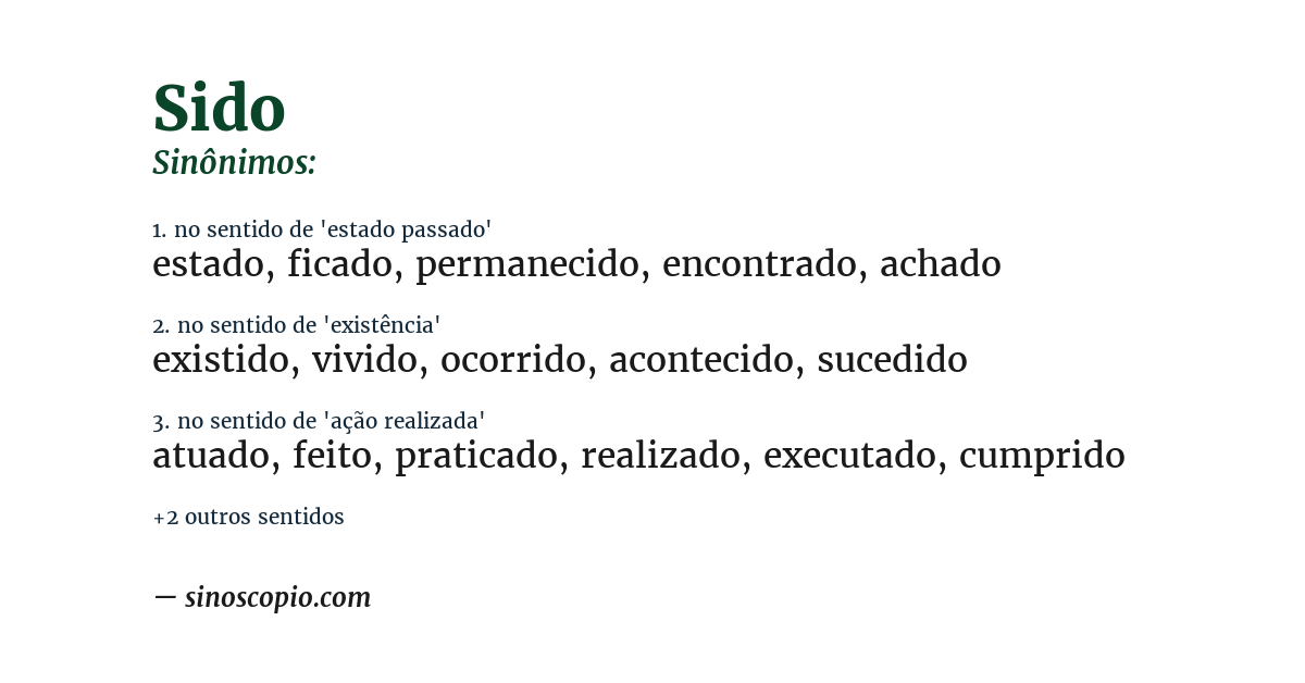 Sinônimo de sido