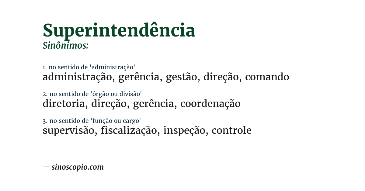 Sinônimo de superintendência