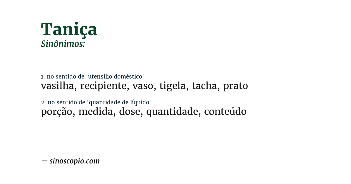 Sinônimo de taniça