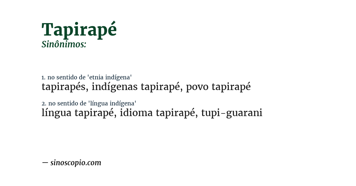 Sinônimo de tapirapé