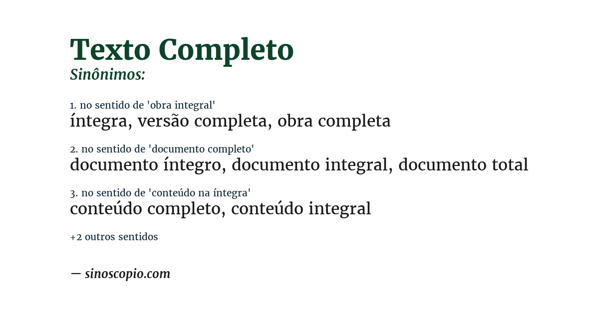 Sinônimo de texto completo