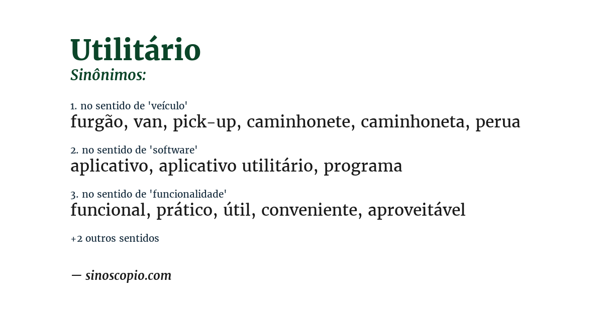 Sinônimo de utilitário