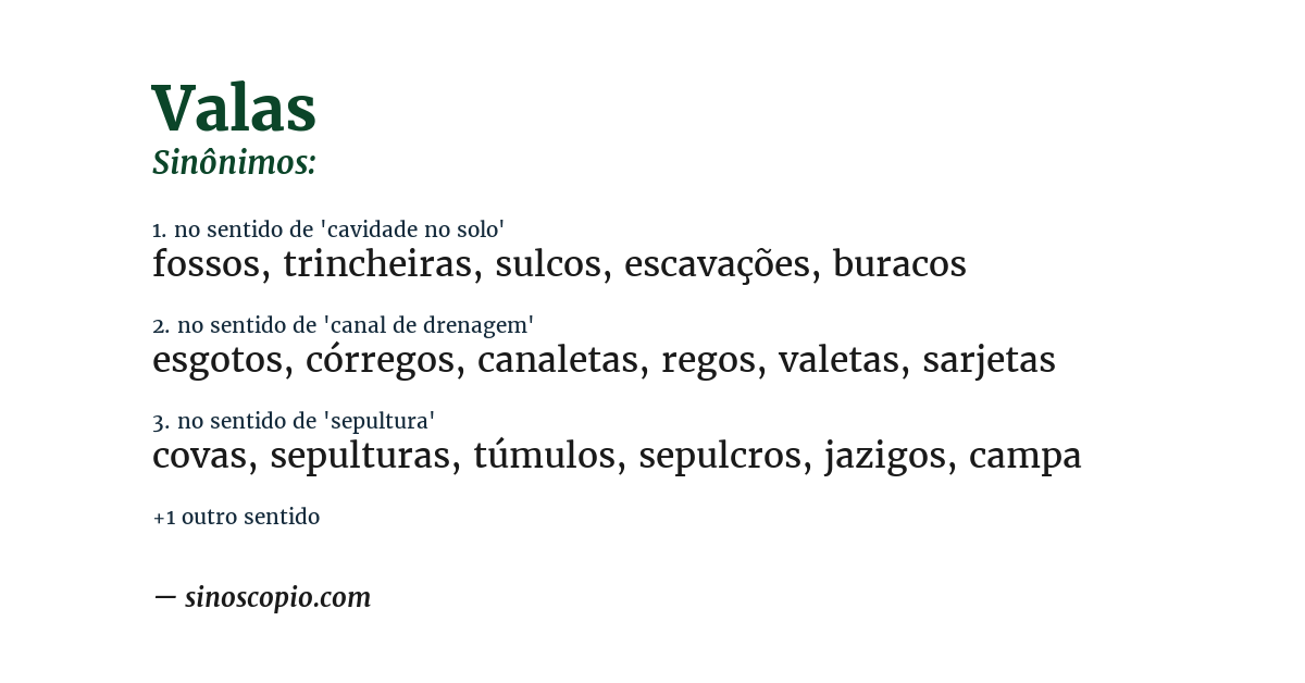 Sinônimo de valas