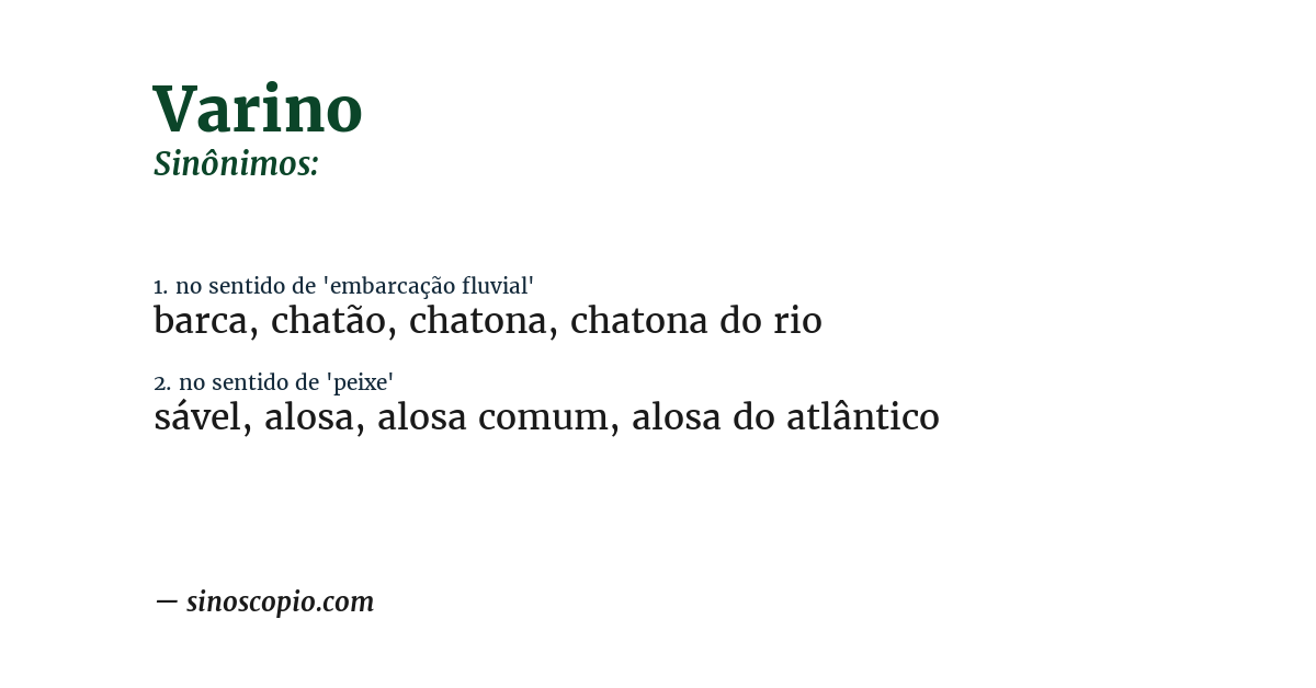 Sinônimo de varino