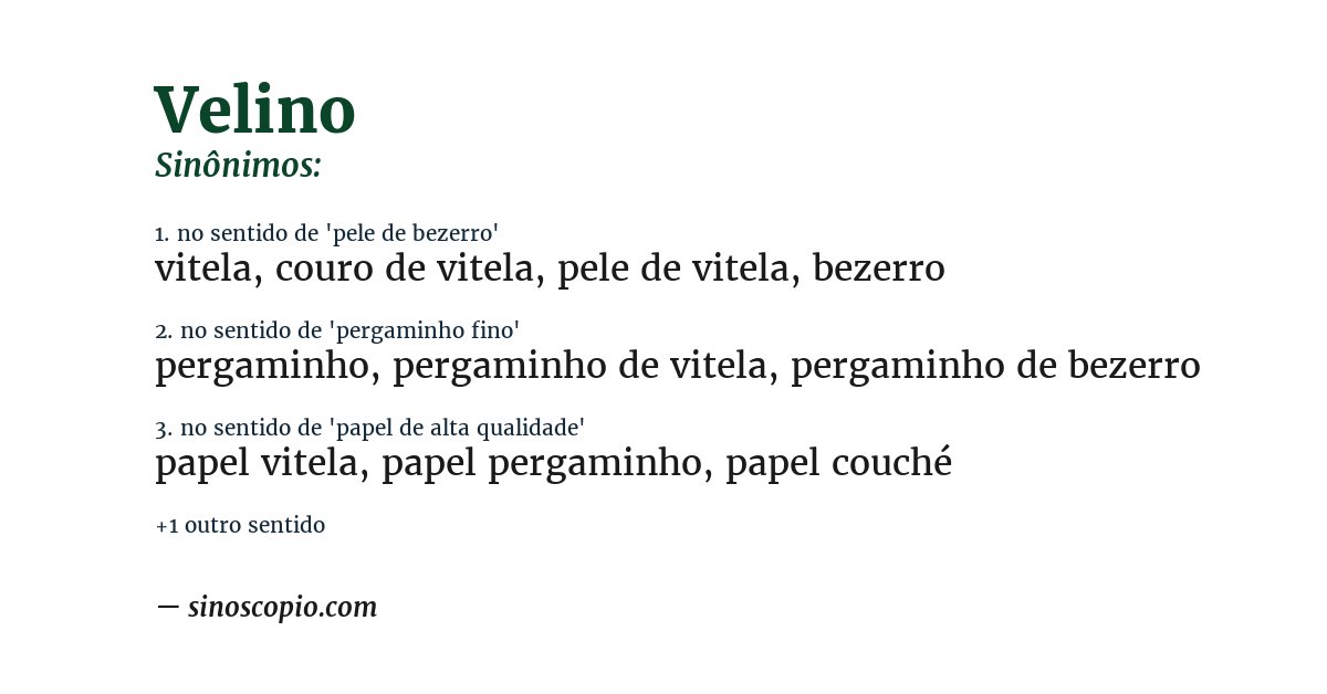 Sinônimo de velino