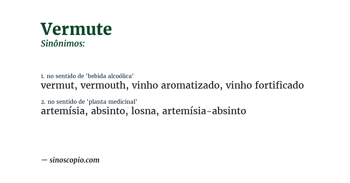 Sinônimo de vermute