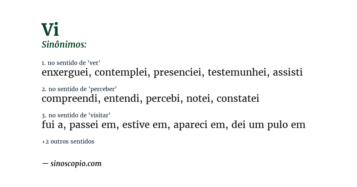 Sinônimo de vi