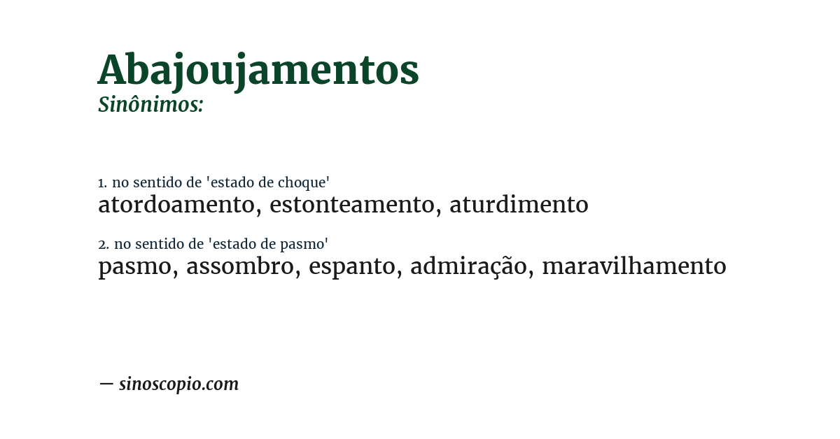 Sinônimo de abajoujamentos