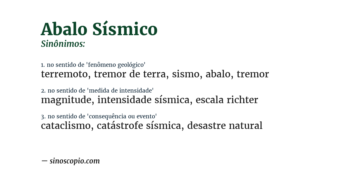 Sinônimo de abalo sísmico