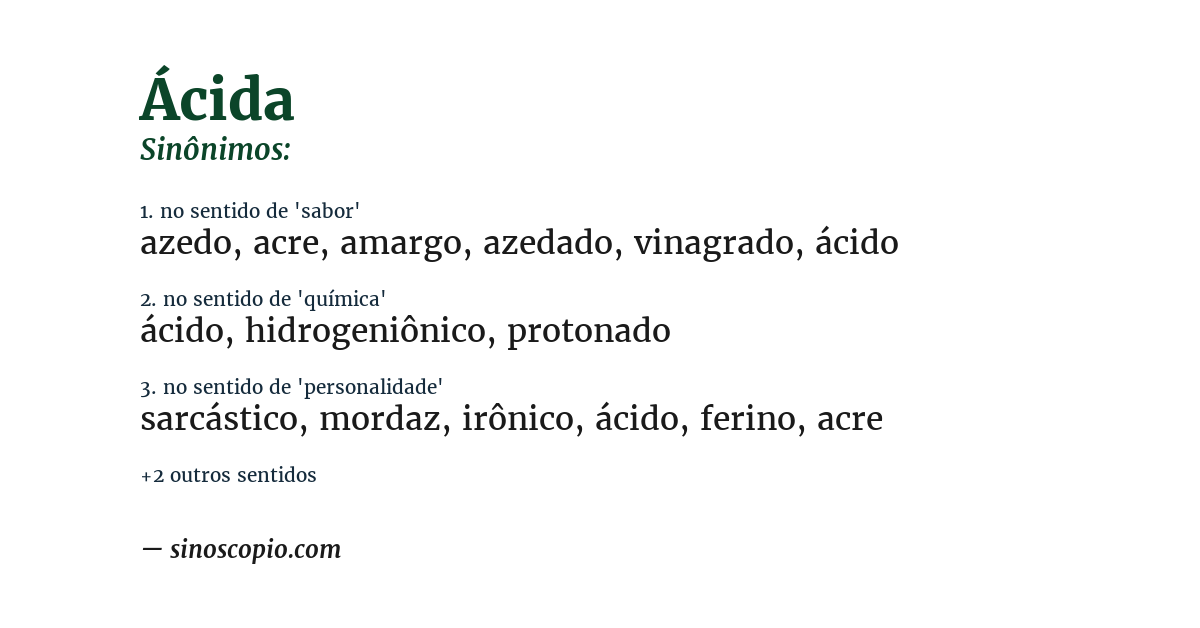 Sinônimo de ácida