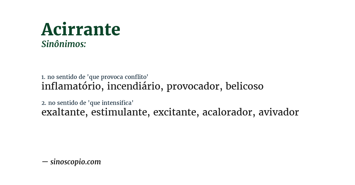 Sinônimo de acirrante