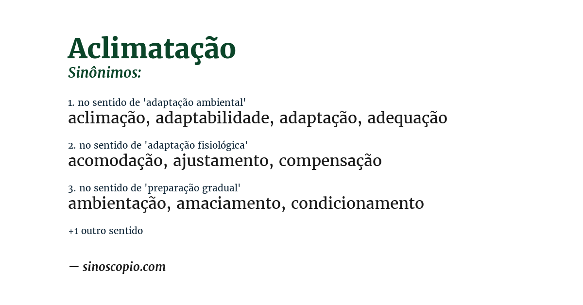 Sinônimo de aclimatação