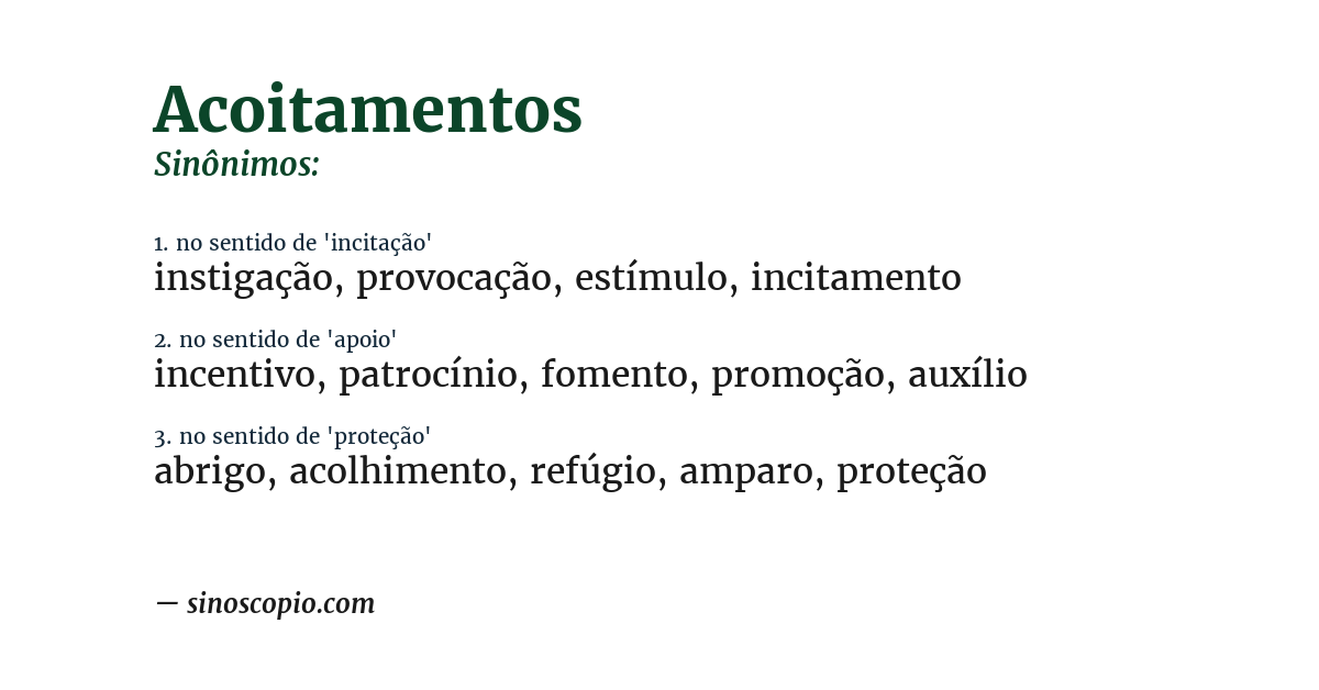Sinônimo de acoitamentos