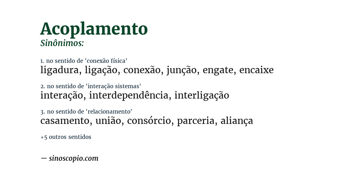 Sinônimo de acoplamento