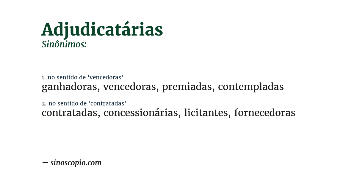 Sinônimo de adjudicatárias