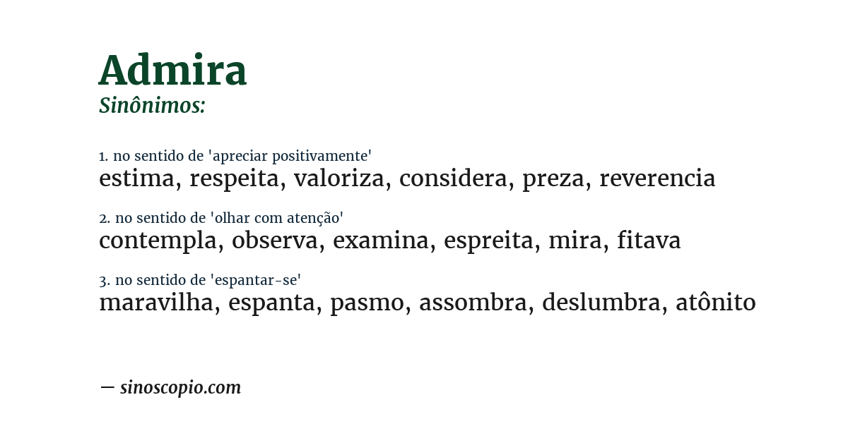 Sinônimo de admira