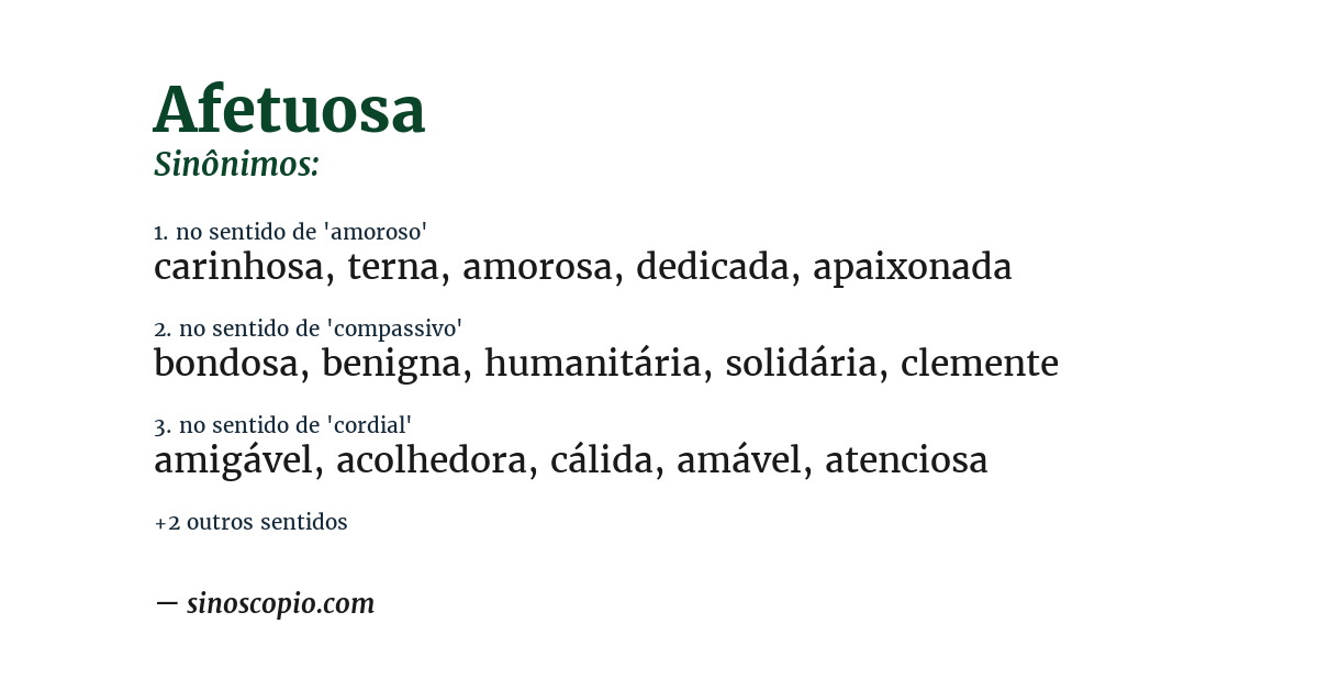 Sinônimo de afetuosa