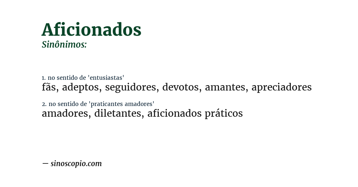 Sinônimo de aficionados