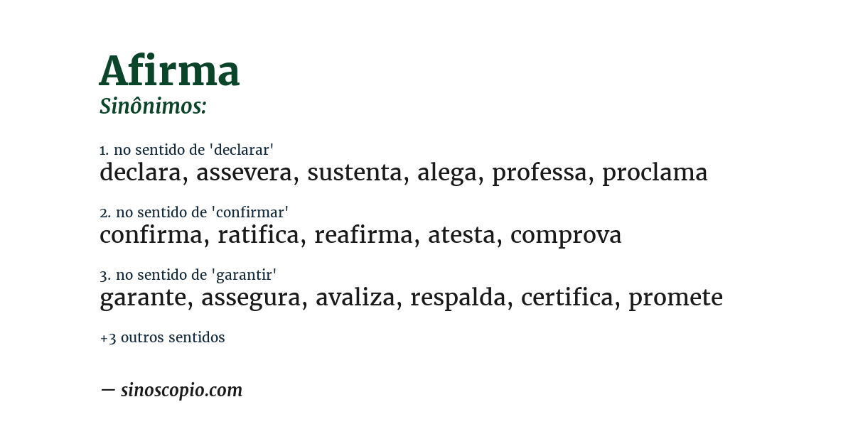 Sinônimo de afirma