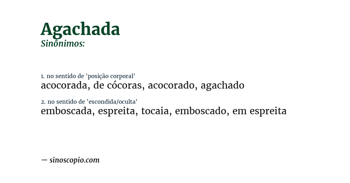 Sinônimo de agachada