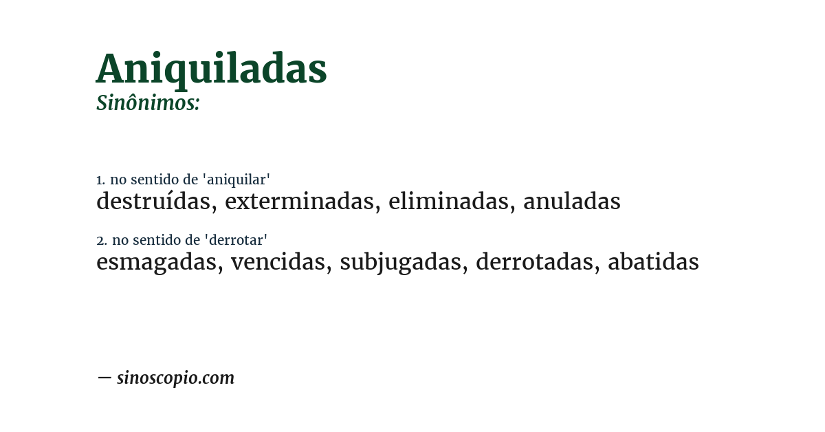 Sinônimo de aniquiladas