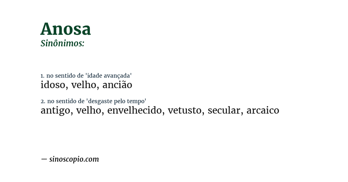 Sinônimo de anosa